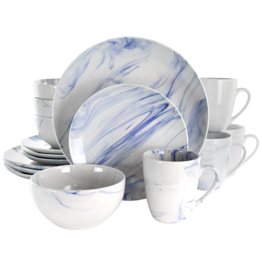 Elama Fine Marble 16-Piece Dinnerware Set, Blue/White MPN:995114799M