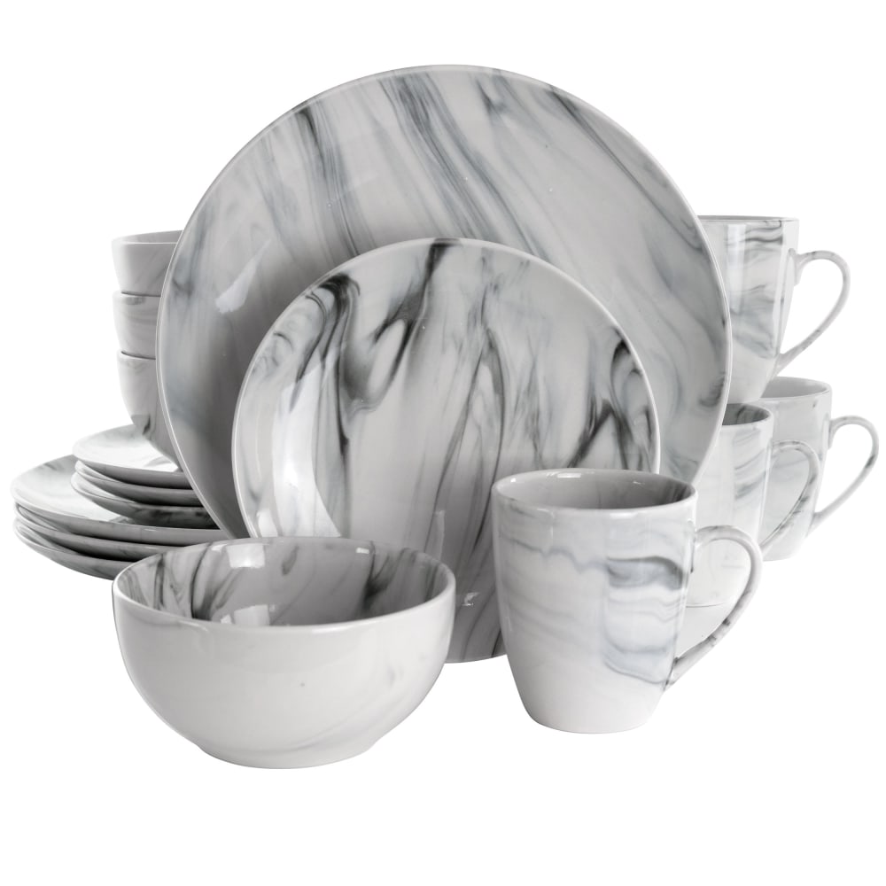 Elama Fine Marble 16-Piece Dinnerware Set, Black/White MPN:995114800M