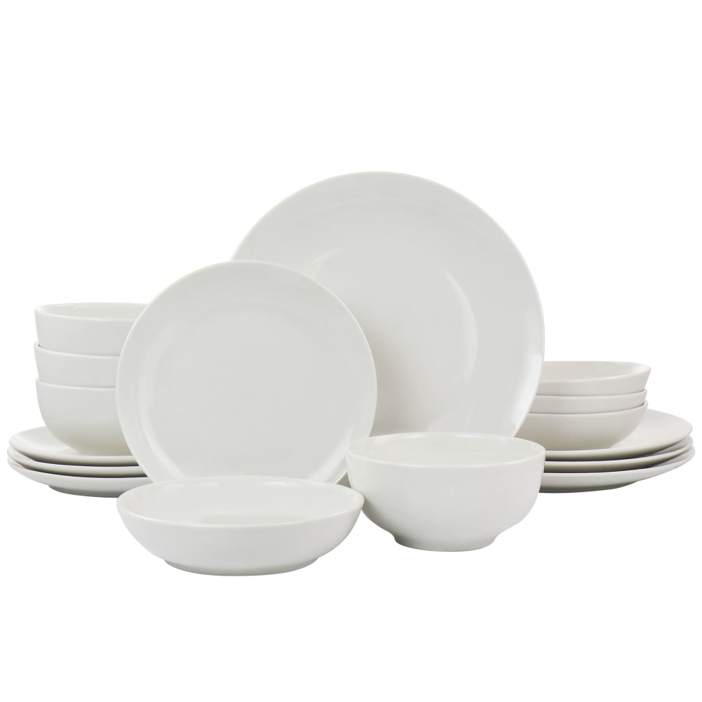Elama Camellia 16-Piece Porcelain Double-Bowl Dinnerware Set, White MPN:995115426M
