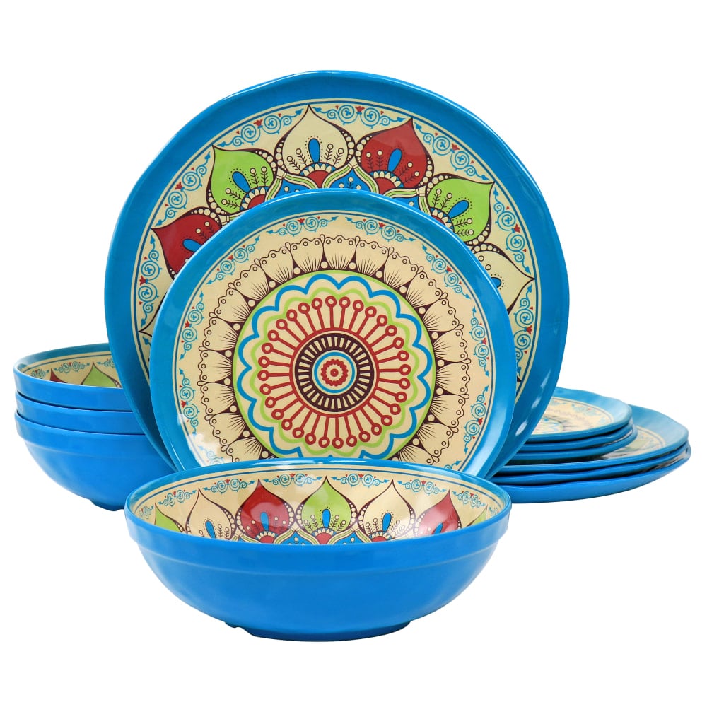 Elama Camilla 12-Piece Melamine Dinnerware Set, Multicolor MPN:995115833M