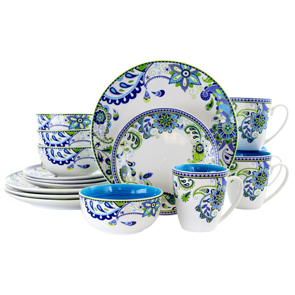 Gibson Elite Elama 16-Piece Round Porcelain Dinnerware Set, Blue Crush MPN:995116162M