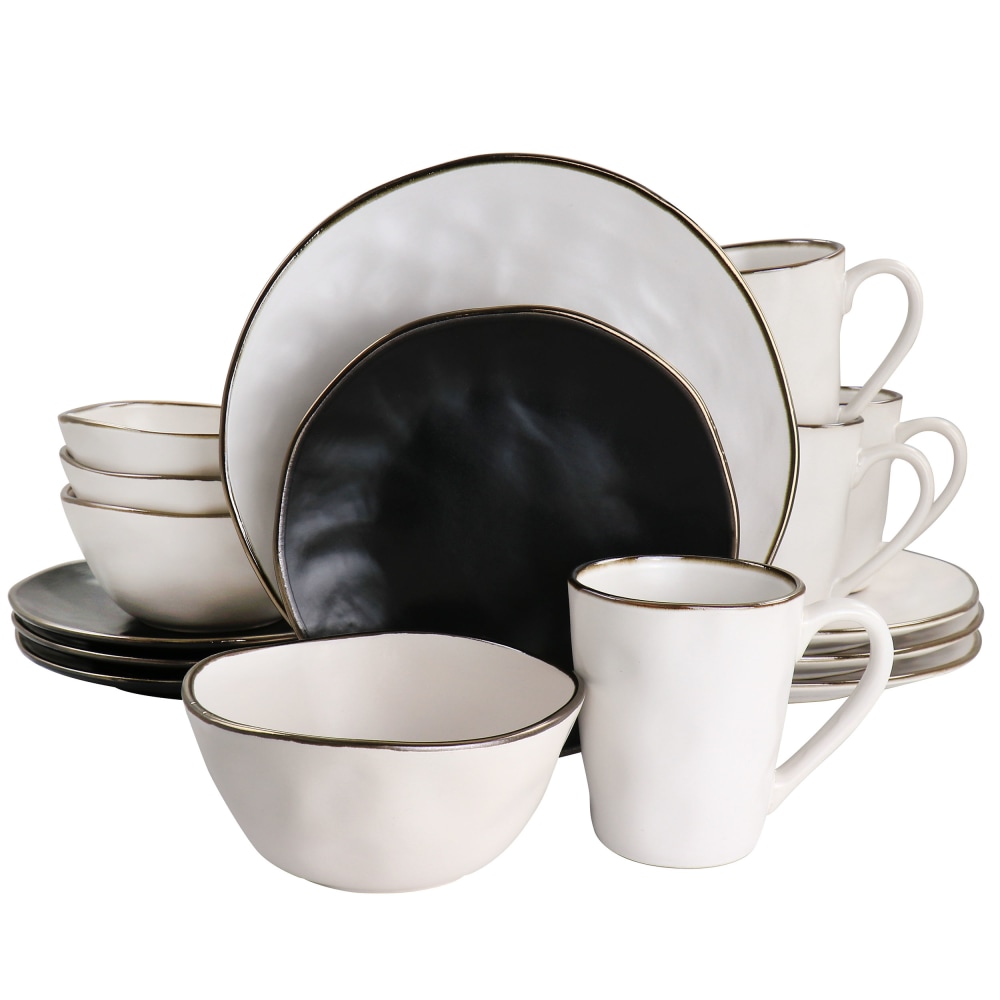 Elama Roman 16-Piece Stoneware Dinnerware Set, Assorted Colors MPN:995116266M