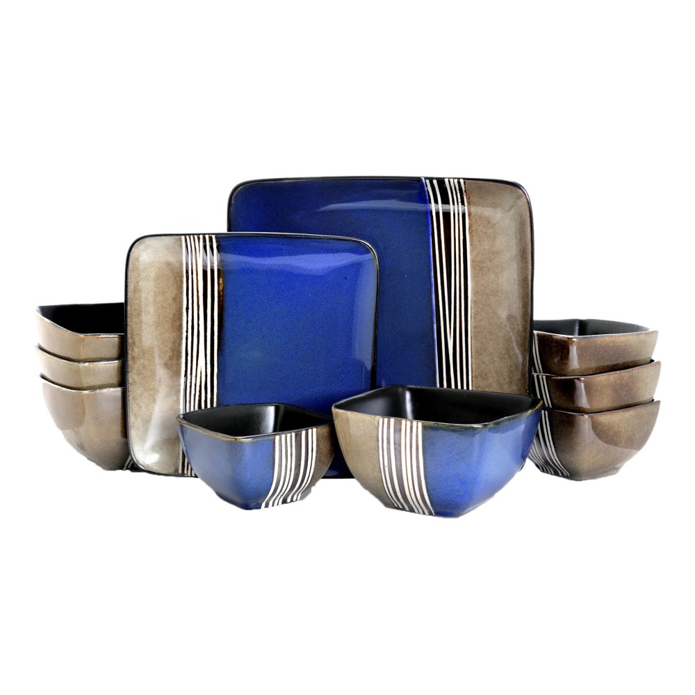 Elama 16-Piece Stoneware Dinnerware Set, Uptown Loft MPN:99597913M