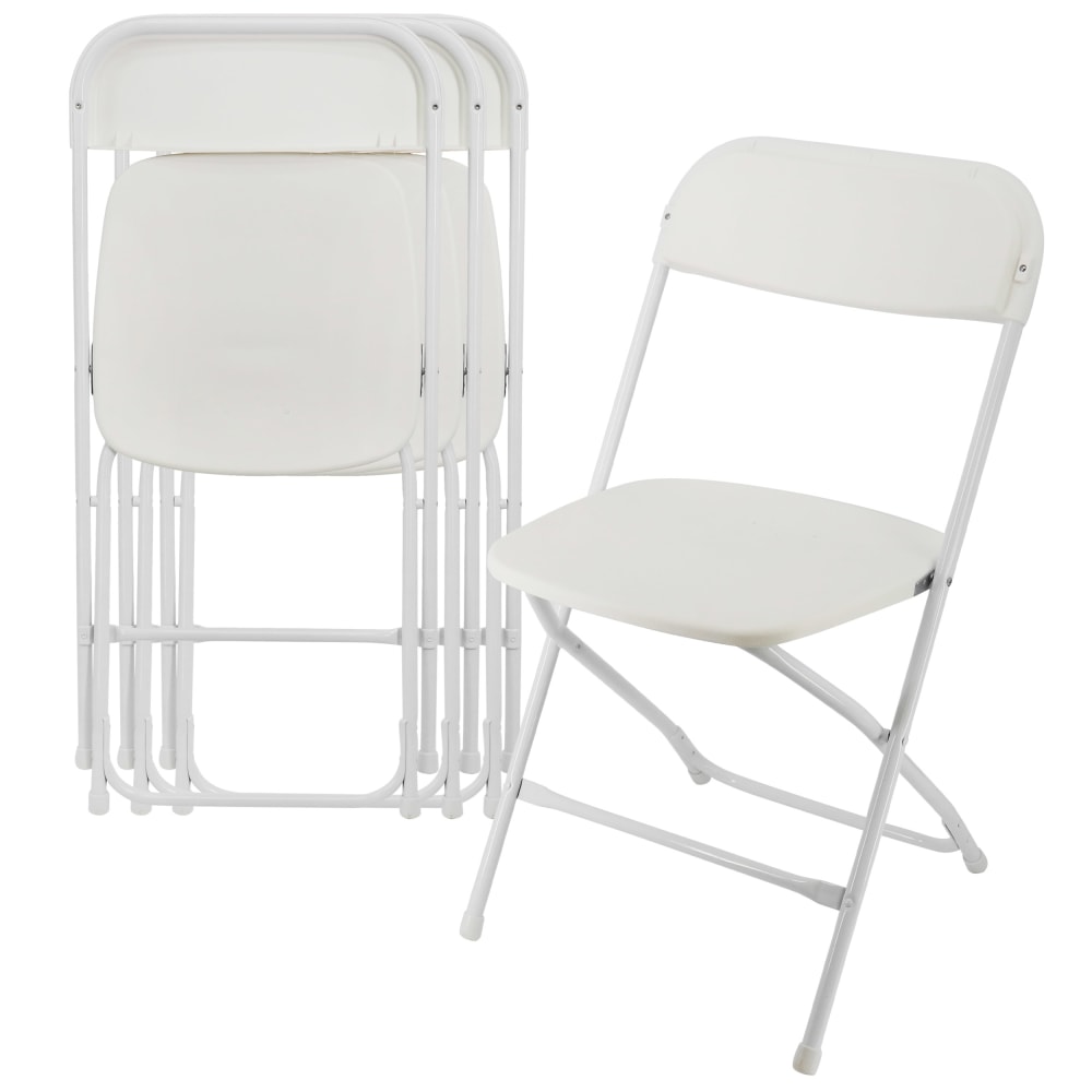 Elama Plastc Folding Chairs, White, Set Of 4 Chairs MPN:995120374M