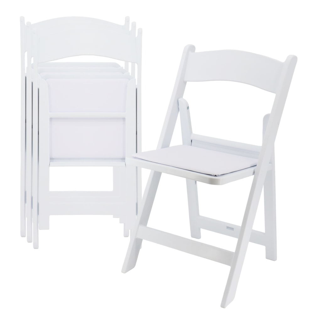 Elama Plastic Folding Resin Chairs, White, Set Of 4 Chairs MPN:995120377M