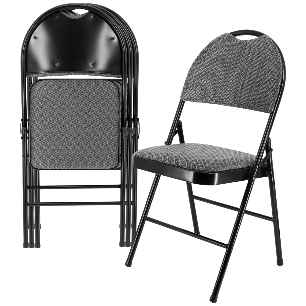 Elama Metal Folding Chairs With Padded Seats And Top Handles, Gray, Set Of 4 Chairs MPN:995120389M