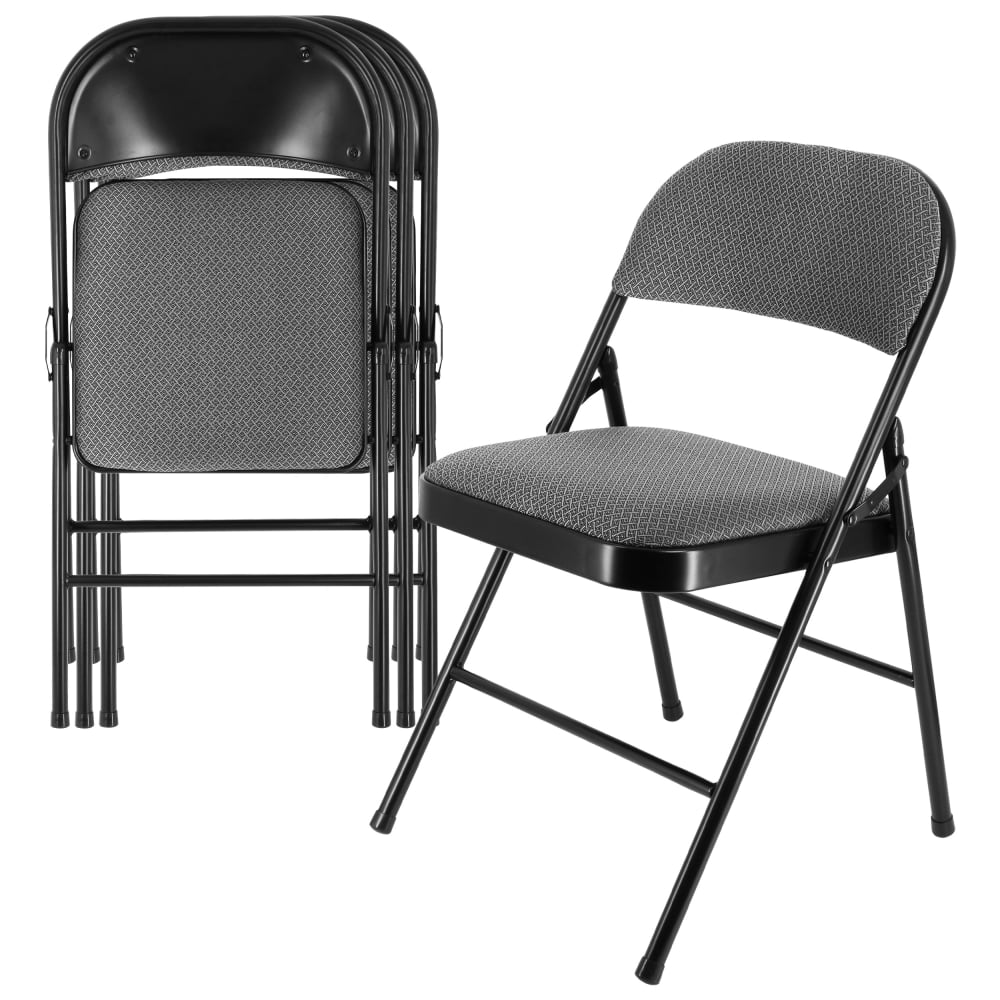 Elama Metal Folding Chairs With Padded Seats, Gray, Set Of 4 Chairs MPN:995120400M