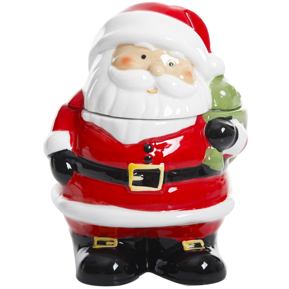 Gibson Home Jovial St. Nick Santa Holiday Cookie Jar, 7-1/2in, Red MPN:995100750M