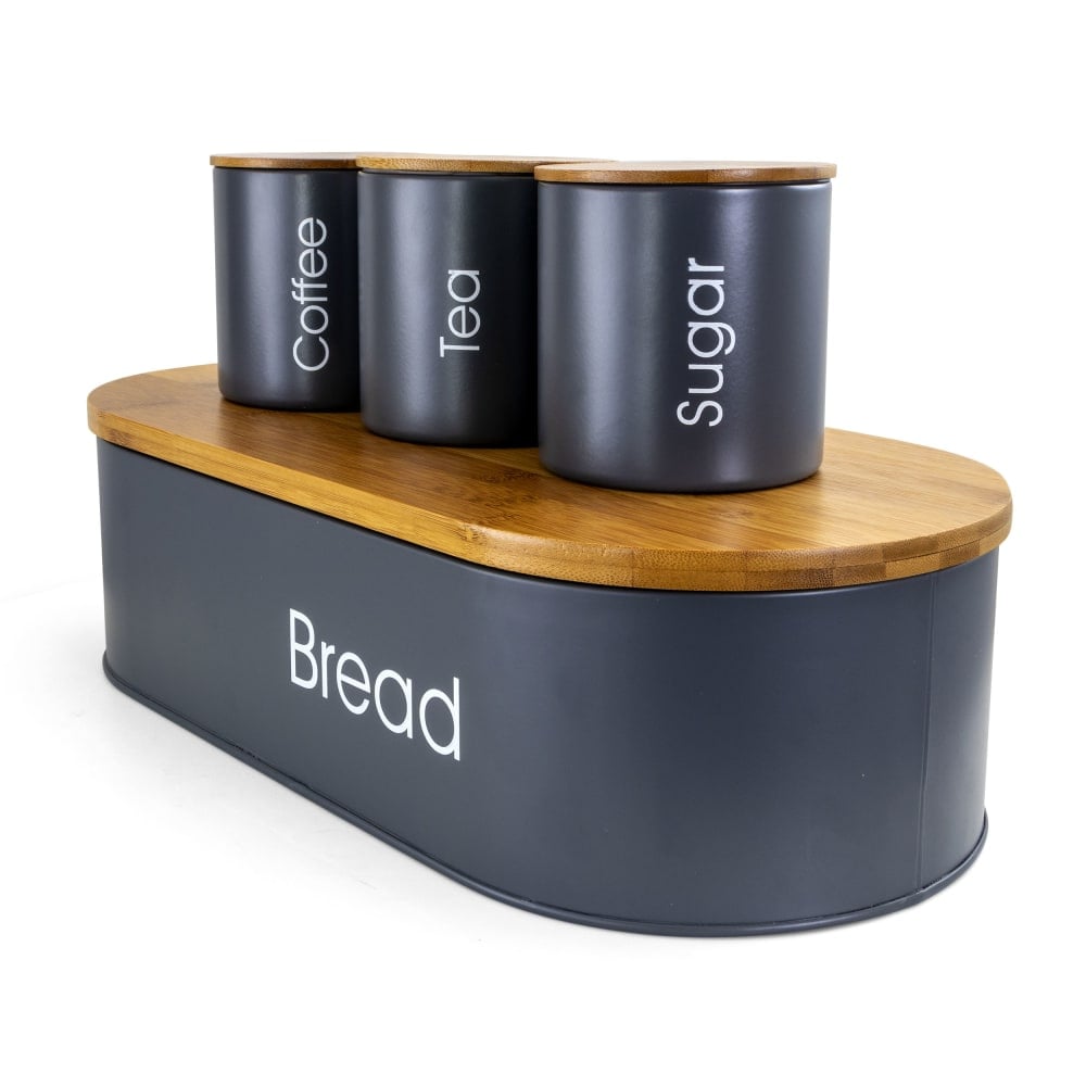 MegaChef 4-Piece Canister Set, Gray/Bamboo MPN:995111712M