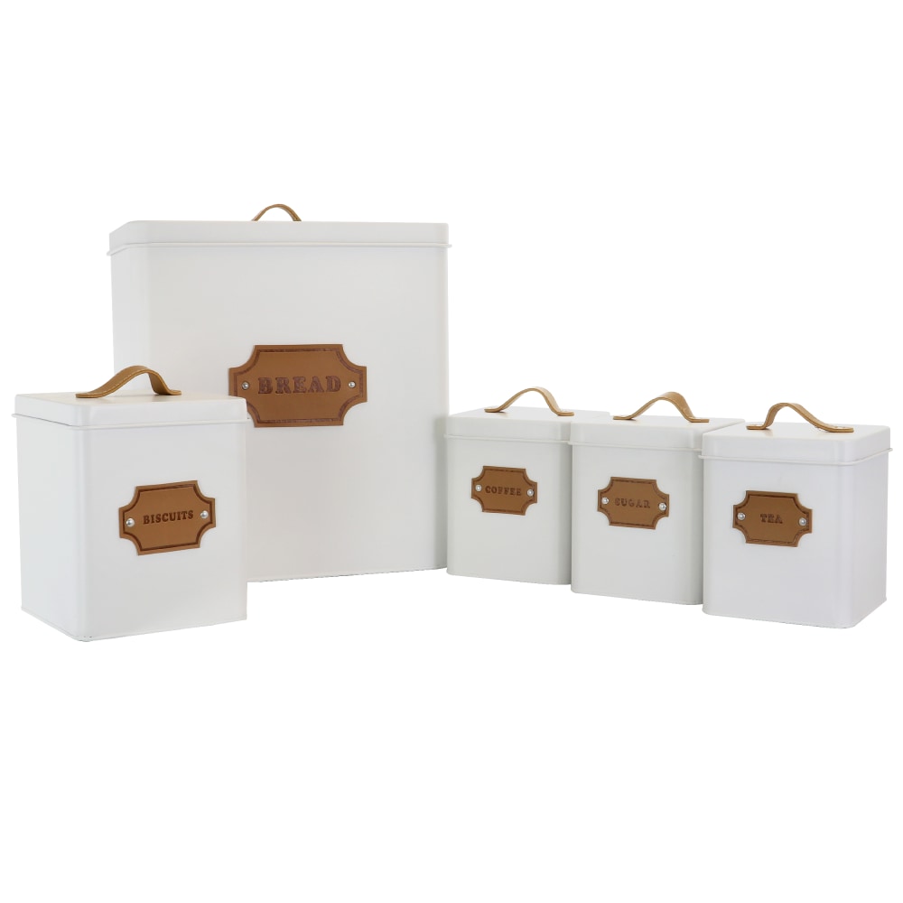 MegaChef 5-Piece Canister Set, White MPN:995111717M