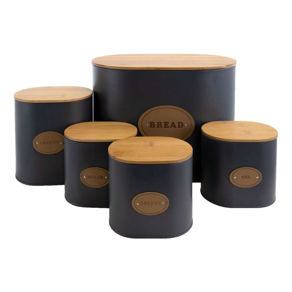 MegaChef 5-Piece Canister Set, Gray/Bamboo MPN:995111720M