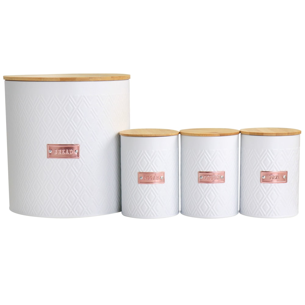 MegaChef 4-Piece Iron Canister Set, White MPN:995116991M