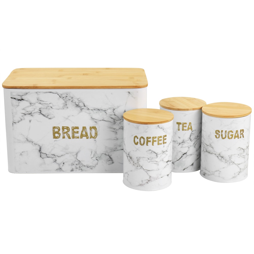 MegaChef 4-Piece Iron Canister Set, Marble MPN:995116992M
