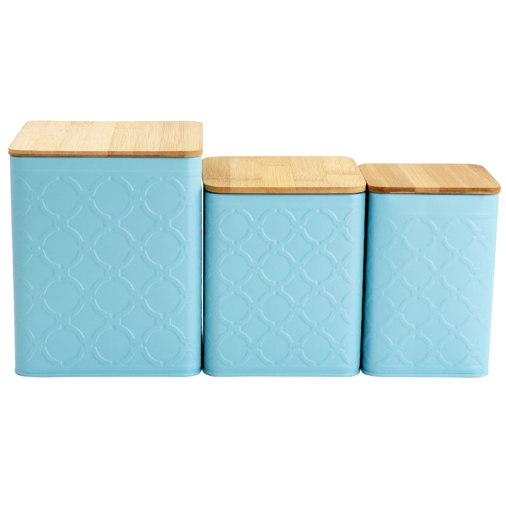 MegaChef 3-Piece Square Iron Canister Set, Turquoise MPN:995116994M