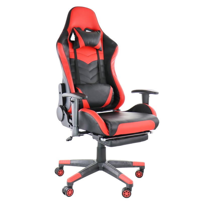 GameFitz Ergonomic Faux Leather Gaming Chair, Black/Red MPN:995115105M