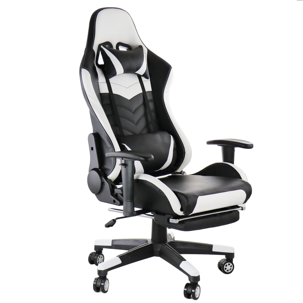 GameFitz Ergonomic Faux Leather Gaming Chair, Black/White MPN:995115106M