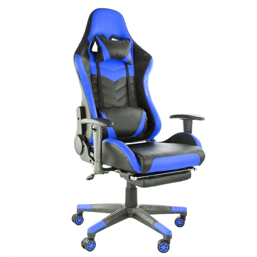 GameFitz Ergonomic Faux Leather Gaming Chair, Black/Blue MPN:995115107M