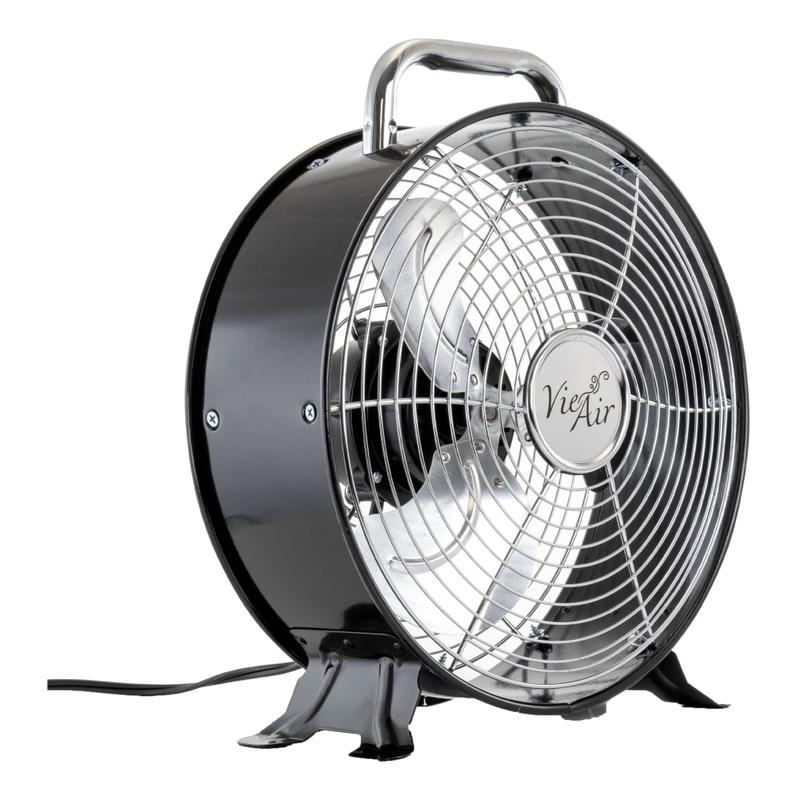Vie Air 12in 2-Speed High-Velocity Retro Drum Fan, 14inH x 12inW x 5-3/4inD, Black MPN:99596359M