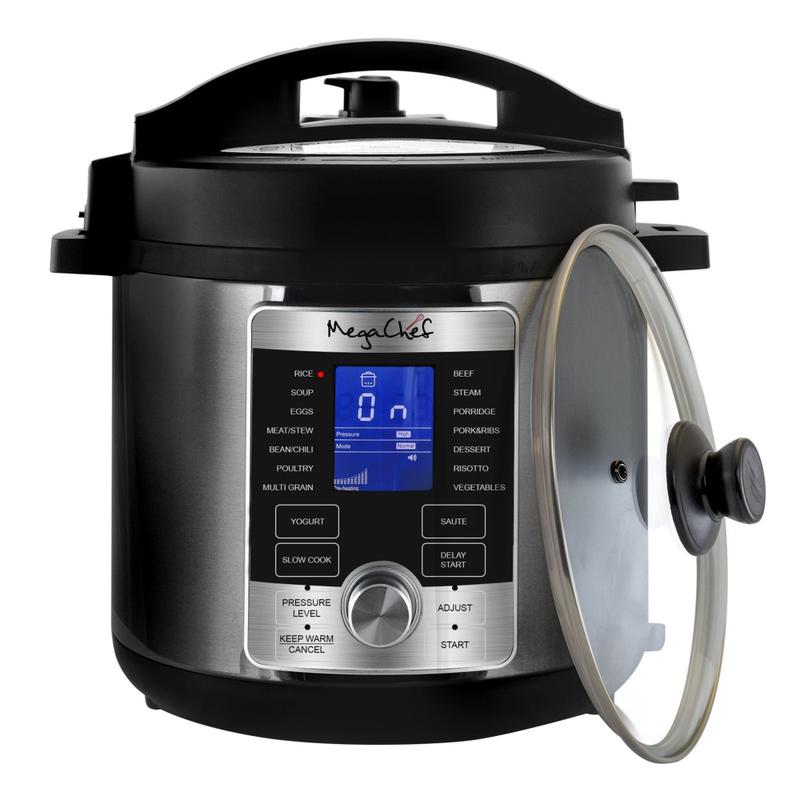 MegaChef 6-Qt. Stainless-Steel Electric Digital Pressure Cooker with Lid, Silver/Black MPN:995111967M