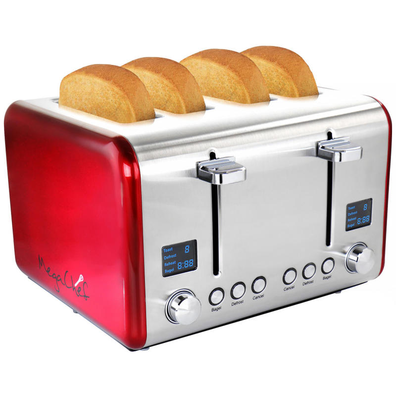 MegaChef 4-Slice Toaster, Red MPN:995115255M
