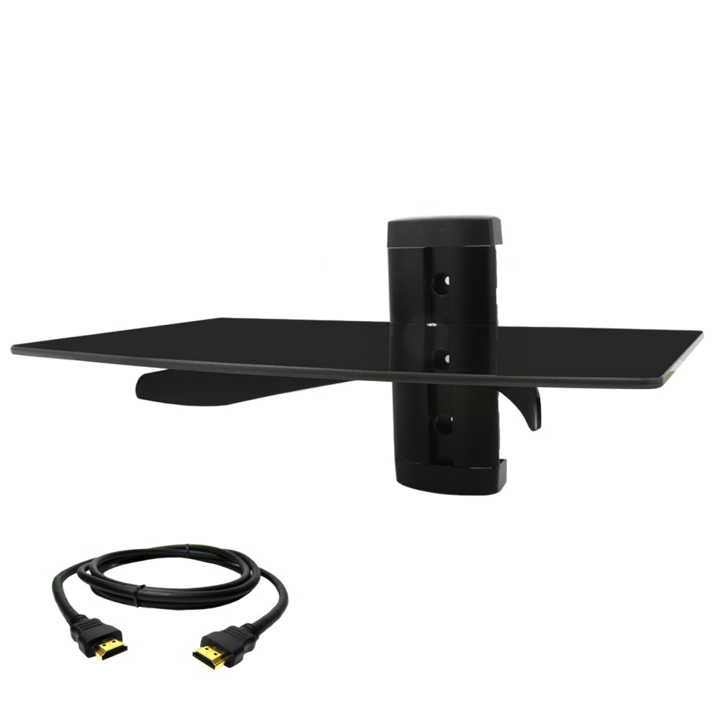 MegaMounts Glass Shelf Wall Mount, 9-3/4inH x 14-1/4inW x 6-1/4inD, Black MPN:99593700M