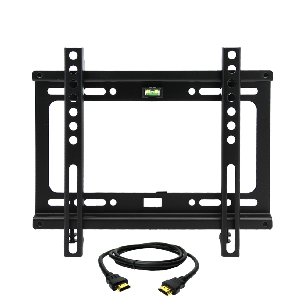 MegaMounts Fixed Wall Mount For 17 - 42in Displays With Bubble Level And HDMI Cable, 6.8inH x 10.19inW x 0.88inD, Black MPN:99593705M