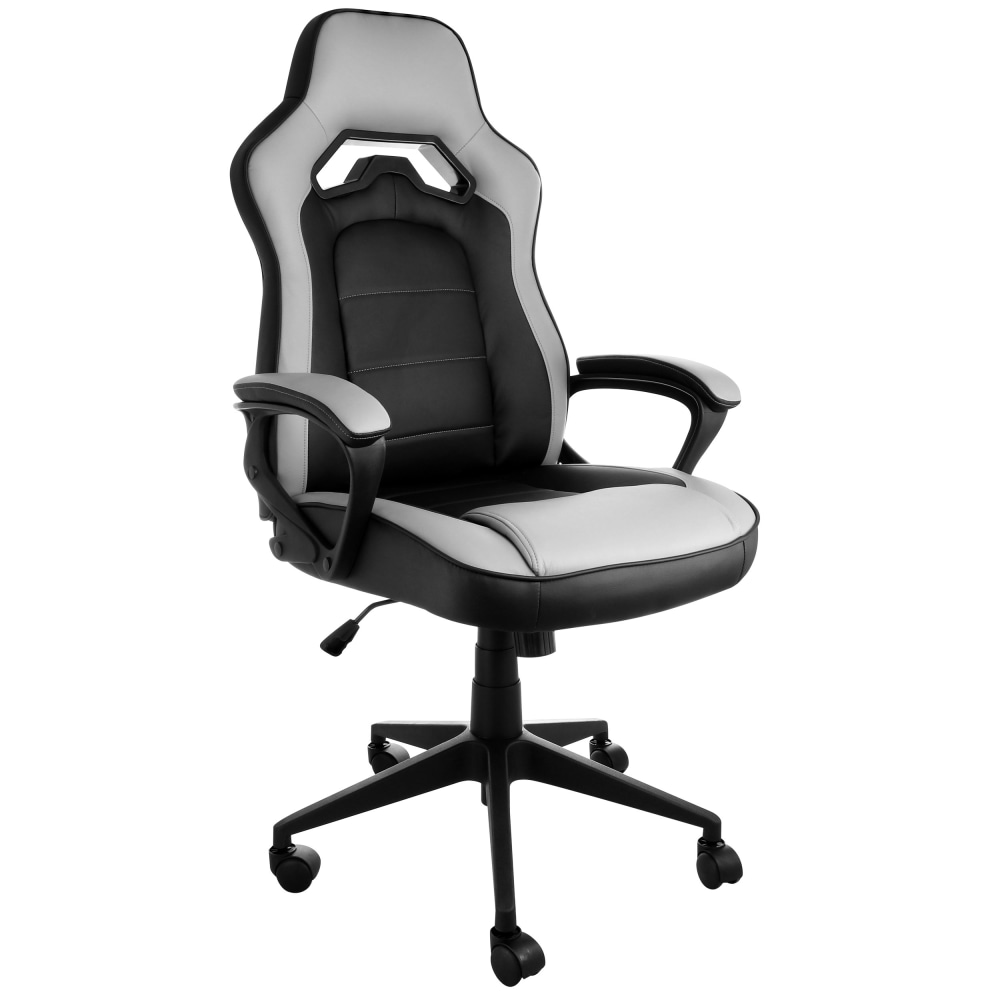 Elama Faux Leather High-Back Adjustable Office Chair, Gray/Black MPN:995120157M