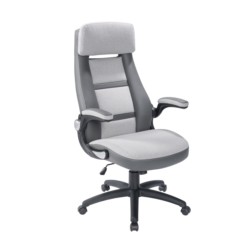 Elama Faux Leather/Fabric High-Back Adjustable Office Chair, Light Gray/Dark Gray MPN:995120158M