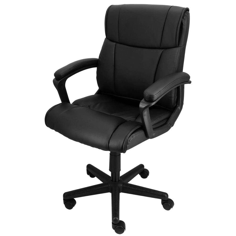 Elama Faux Leather Mid-Back Adjustable Office Chair, Black MPN:995120165M