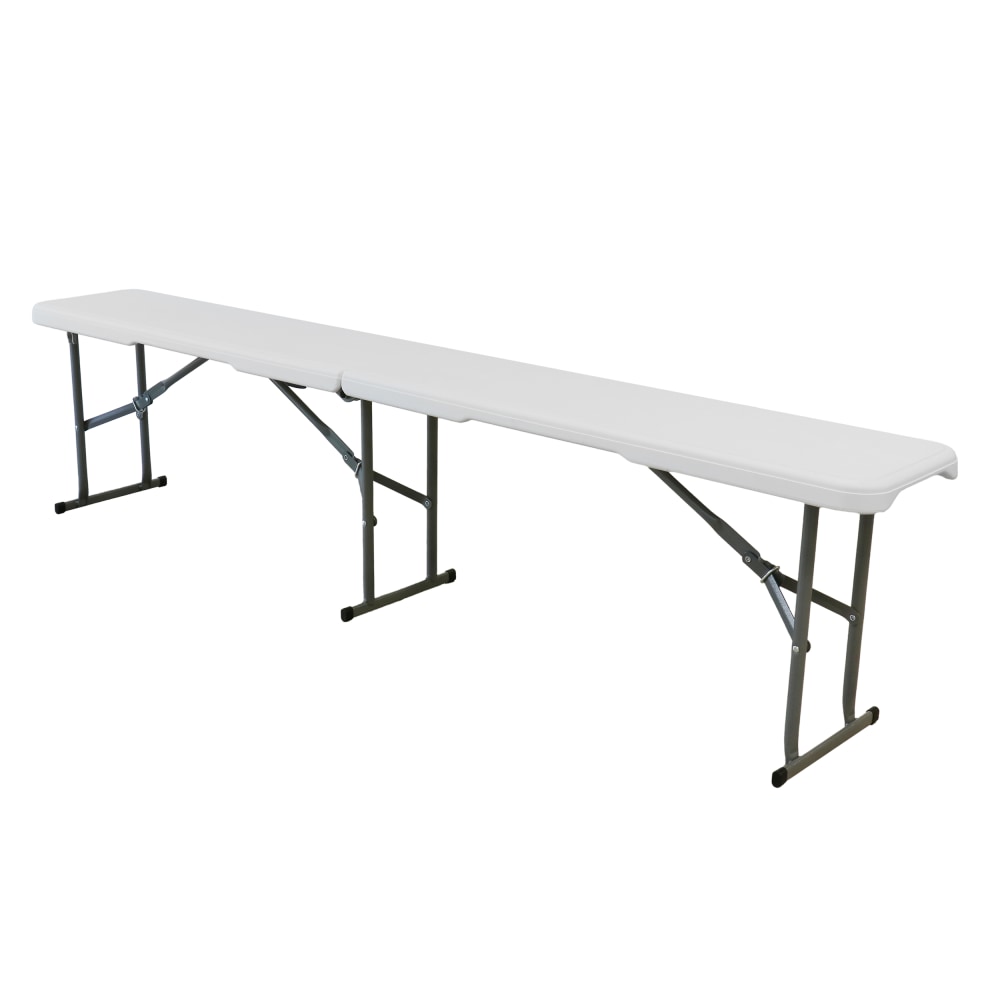 Elama Plastic Folding Bench, 17inH x 11inW x 72inD, White/Gray MPN:995120381M