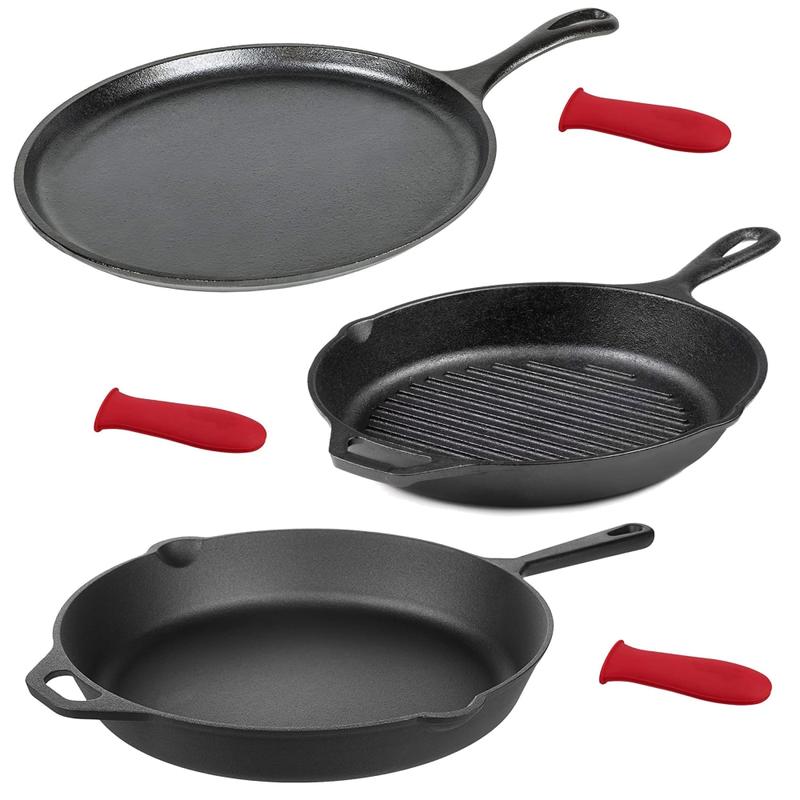 MegaChef Pre-Seasoned 6-Piece Cast Iron Cookware Set, Black/Red MPN:995112862M