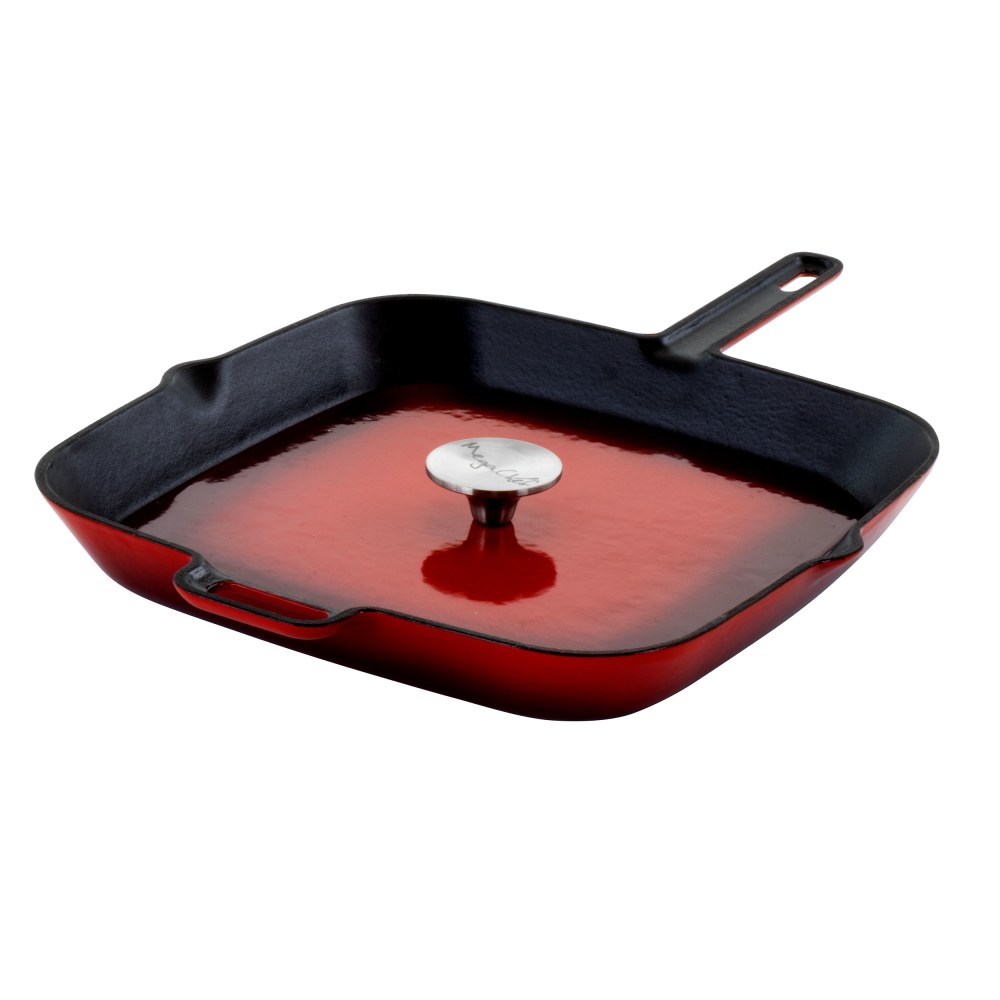 MegaChef Cast Iron Grill Pan, 14in, Red MPN:995112869M