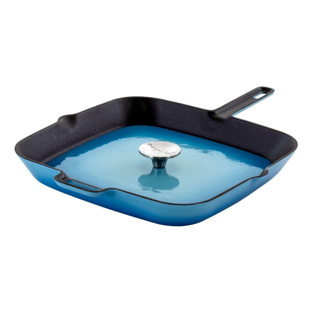 MegaChef Cast Iron Grill Pan, 14in, Blue MPN:995112876M