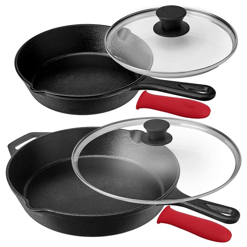 MegaChef Pre-Seasoned 6-Piece Cast Iron Skillet Set, Black/Red MPN:995114404M