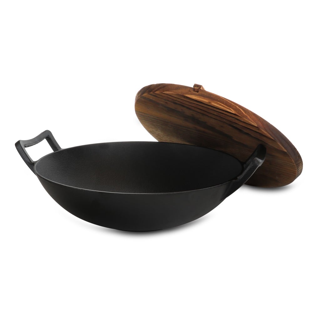 MegaChef Heavy-Duty Cast Iron Wok, 14in, Black MPN:995116199M