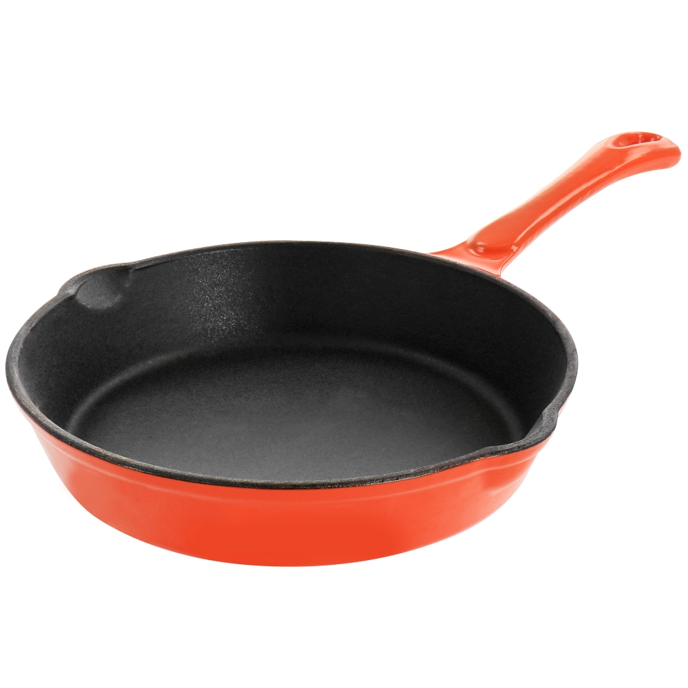 MegaChef Enamel Round Preseasoned Cast Iron Frying Pan, 8in, Orange MPN:995117374M