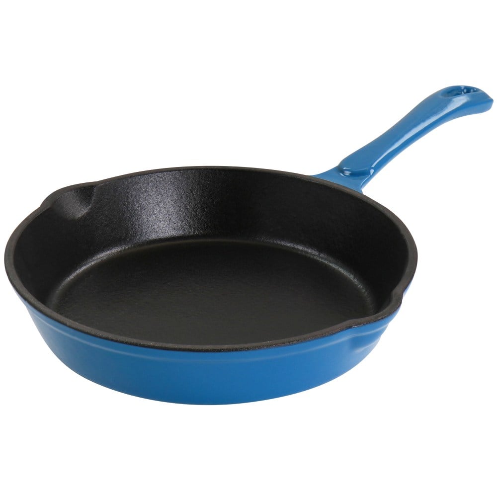 MegaChef Enamel Round Preseasoned Cast Iron Frying Pan, 8in, Turquoise MPN:995117376M