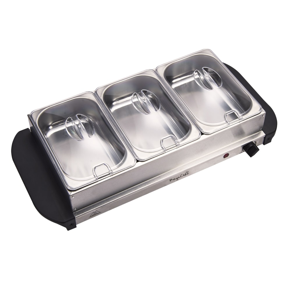 MegaChef Buffet Server & Food Warmer, 3 Removable Sectional Trays, Silver MPN:995103786M