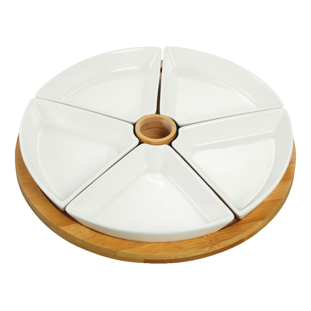 Elama Signature 7-Piece Appetizer Serving Set, White/Bamboo MPN:995105649M