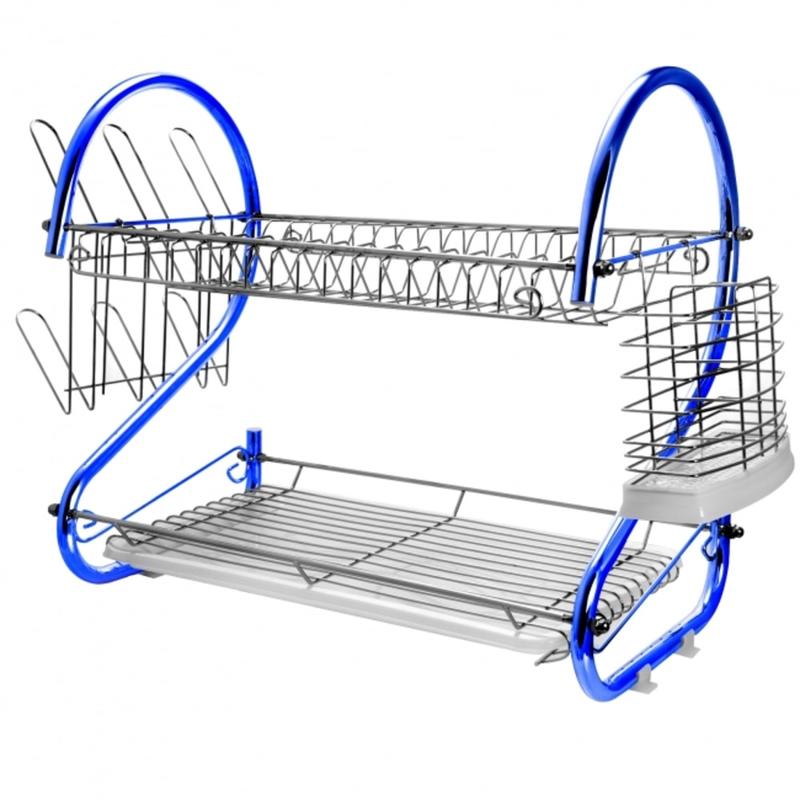 Megachef 16in Counter Top Drying Dish Rack, Blue MPN:995112239M