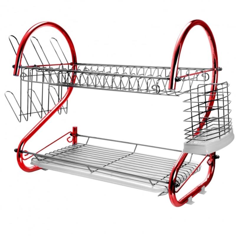 Megachef 16in Counter Top Drying Dish Rack, Red MPN:995112244M