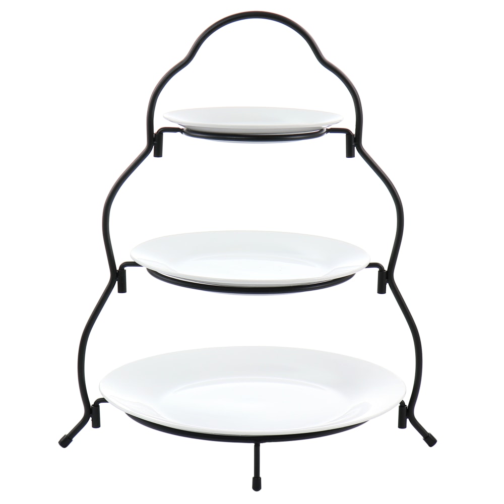 Elama 3-Tier Round Plate 4-Piece Serveware Set, 10-1/2in, White MPN:995115625M