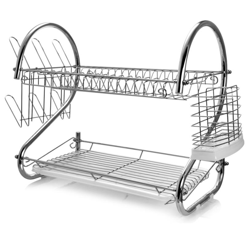 MegaChef 22in 2-Shelf Dish Rack, Silver MPN:99596411M