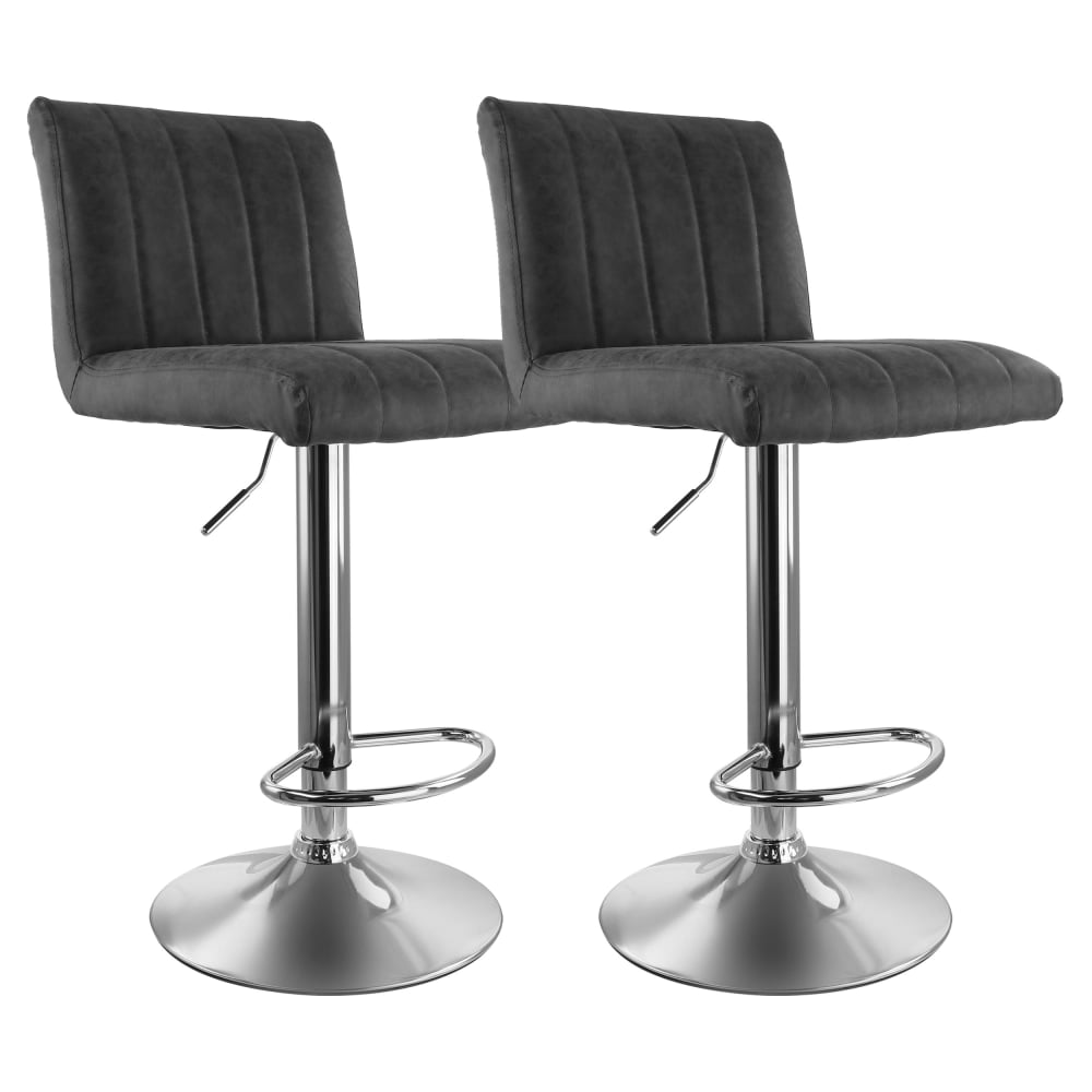 Elama Vintage Faux Leather Adjustable Bar Stools, Gray/Chrome, Set Of 2 Stools MPN:995116703M