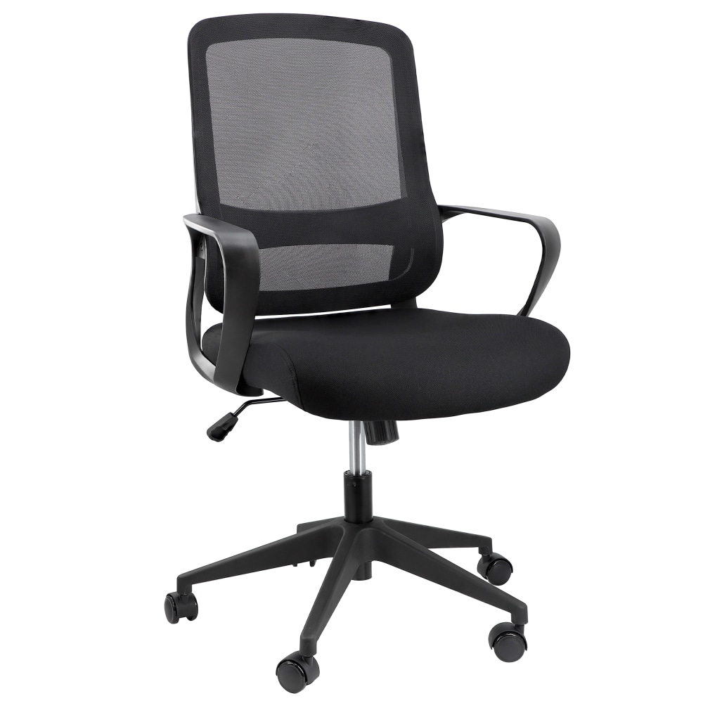 Elama Mesh/Fabric Mid-Back Adjustable Office Task Chair, 40-3/8inH, Black MPN:995120162M