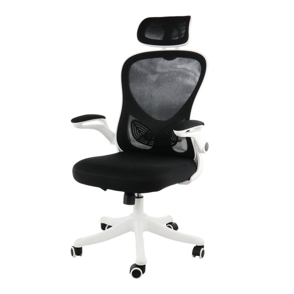 Elama Mesh/Fabric High-Back Adjustable Office Task Chair, White/Black MPN:995120175M