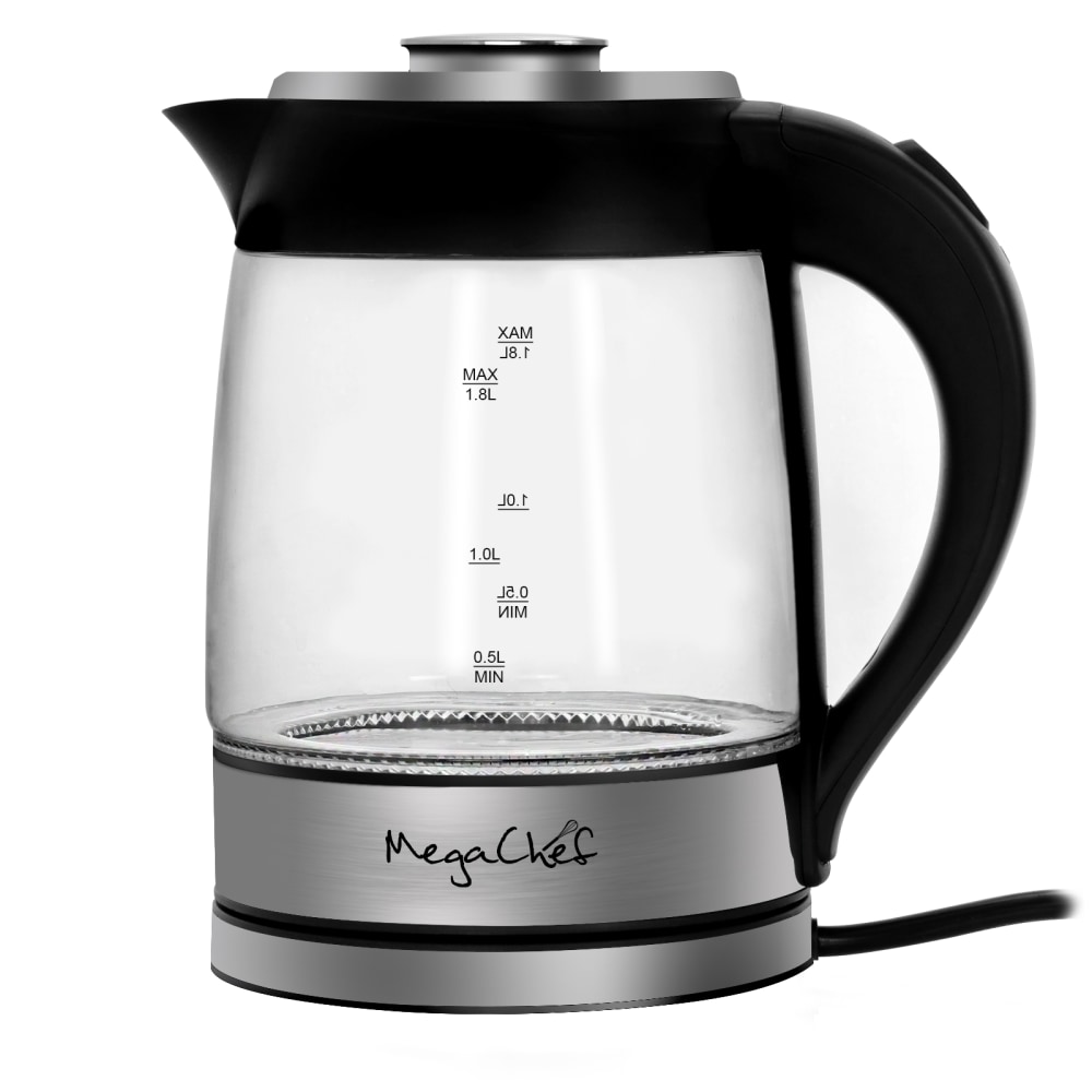 MegaChef 1.8 Quart Cordless Glass and Stainless Steel Electric Tea Kettle with Tea Infuser MPN:995111762M