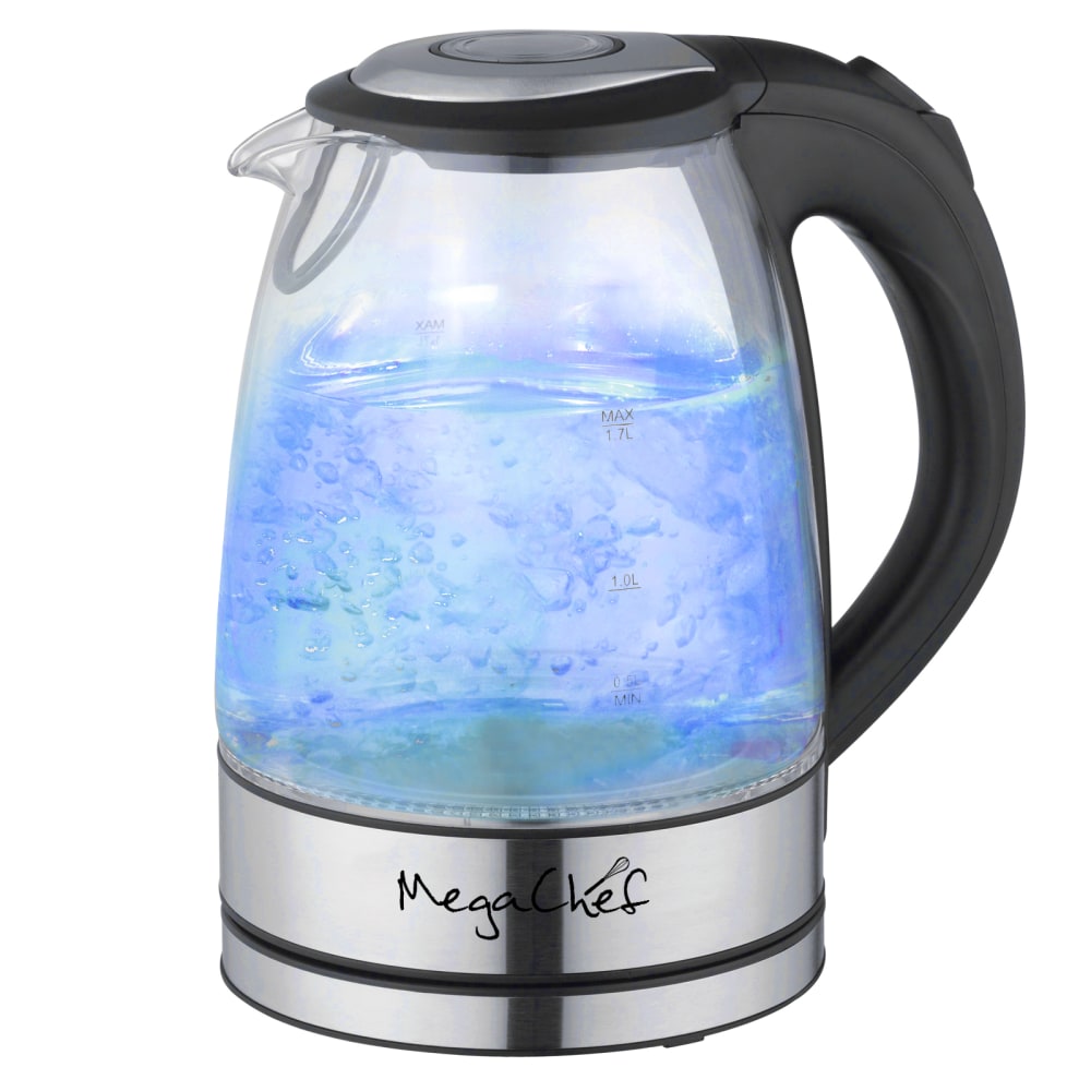 MegaChef 1.7-Liter Stainless Steel Electric Tea Kettle, Clear MPN:99596272M