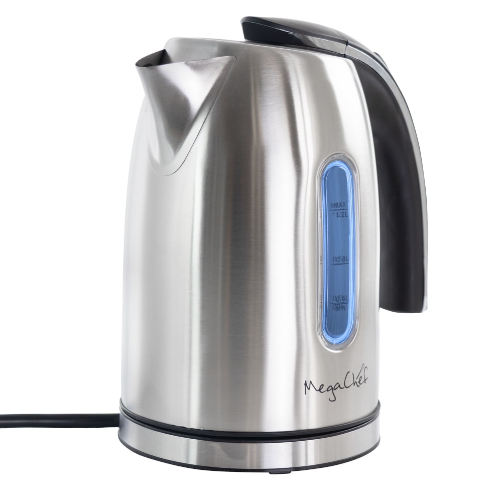 MegaChef 1.7-Liter Stainless Steel Electric Tea Kettle, With 5 Preset Temperatures, Silver MPN:99596274M