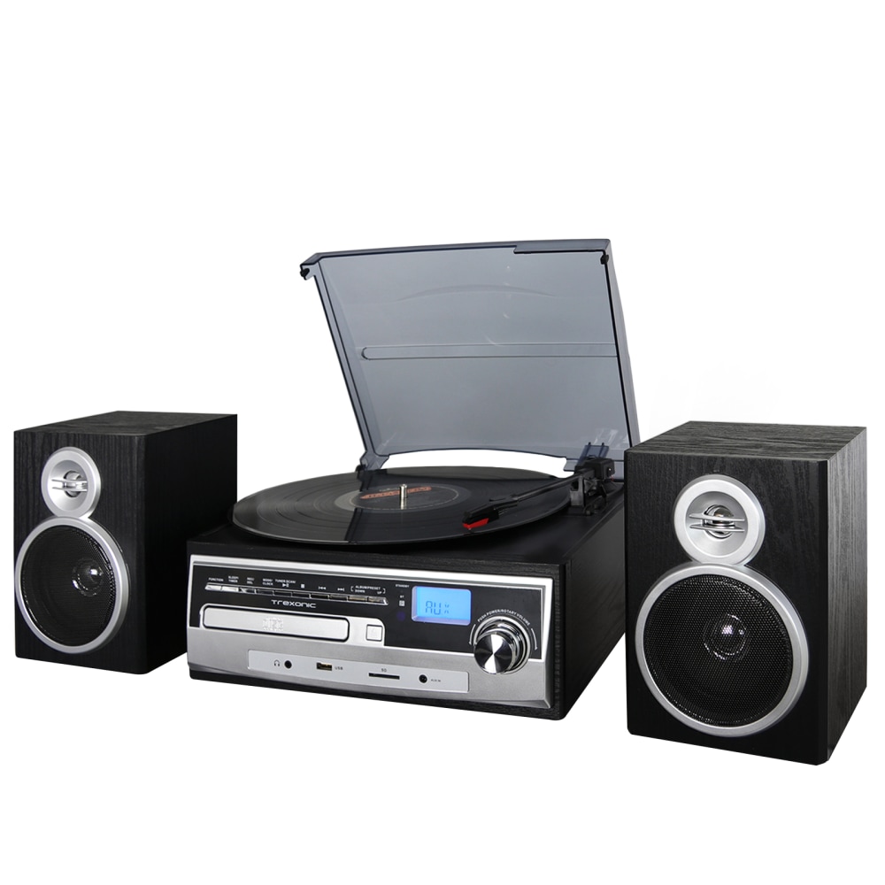 Trexonic 3-Speed Vinyl Turntable Home Stereo System, Silver MPN:995104744M